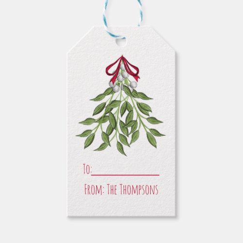 Christmas Cute Red Green Mistletoe Classic Simple Gift Tags