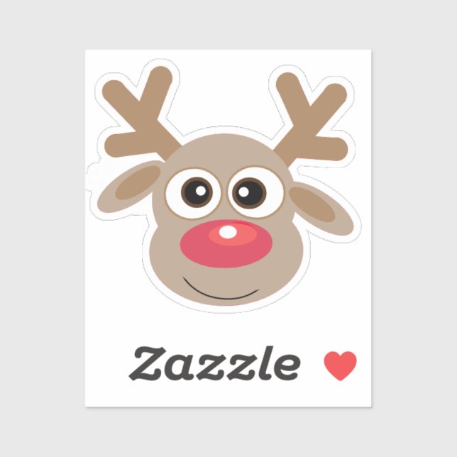 Christmas Cute Reindeer Cartoon Red Script Type Sticker (Sheet)