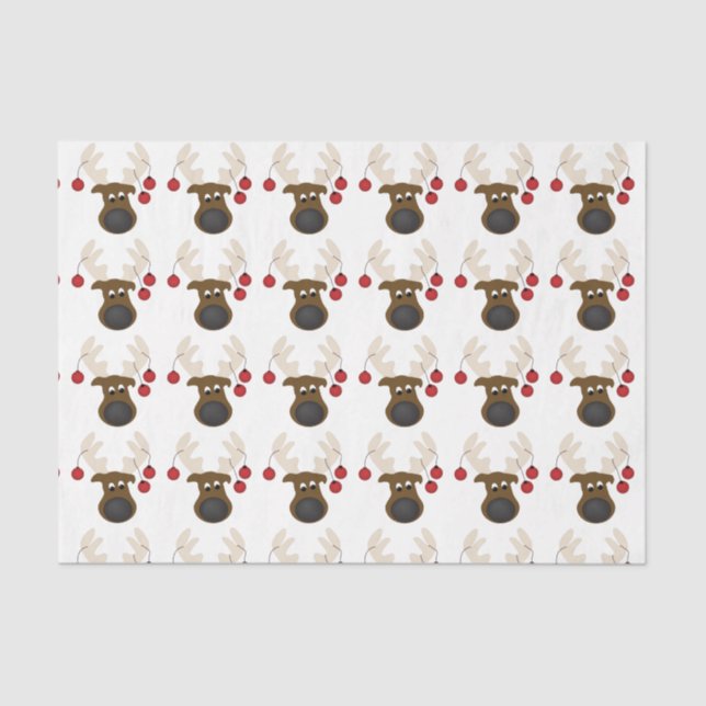 Christmas Cute Reindeer Decoupage Set  Tissue Paper (Front)