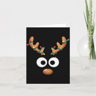 Christmas Cute Reindeer Face Antlers Wrapped In Li Card