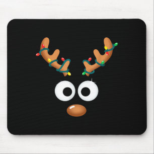 Christmas Cute Reindeer Face Antlers Wrapped In Li Mouse Pad