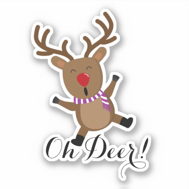Christmas Cute Reindeer ID854 Sticker (Front)