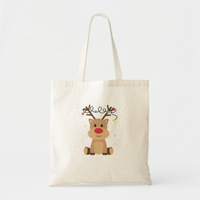 Christmas cute reindeer women tote bag (Front)