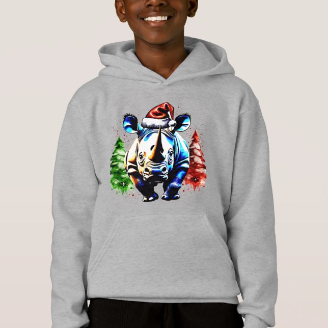 Christmas cute rhino hoodie (Front)