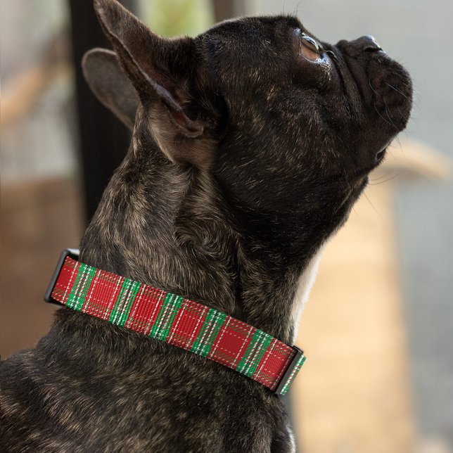 Christmas Cute Rustic Holiday Red Green Plaid Pet Collar (Creator Uploaded)