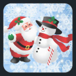 Christmas Cute Santa Claus and Snowman 20 Square Sticker<br><div class="desc">Christmas Cute Santa Claus and Snowman 20 Square Sticker</div>