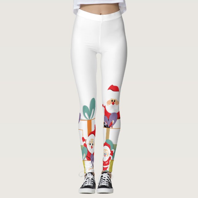 Christmas Cute Santa Claus Gifts Leggings (Front)