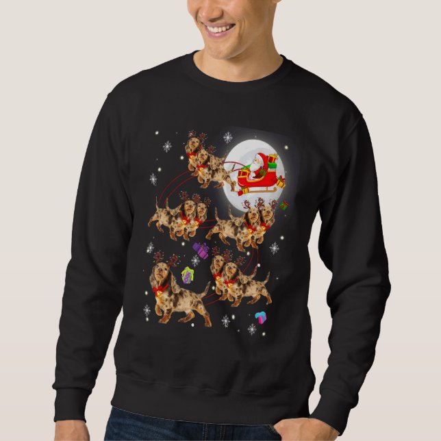 Christmas Cute Santa Claus Riding Dachshund Xmas P Sweatshirt (Front)