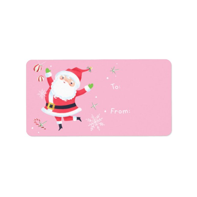 Christmas Cute Santa Sticker Gift Tag (Front)