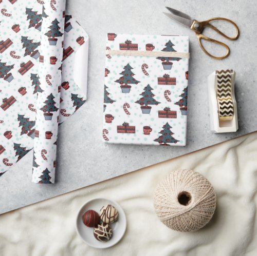 Christmas cute scandi pattern wrapping paper