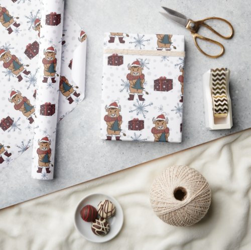 Christmas cute scandi pattern wrapping paper