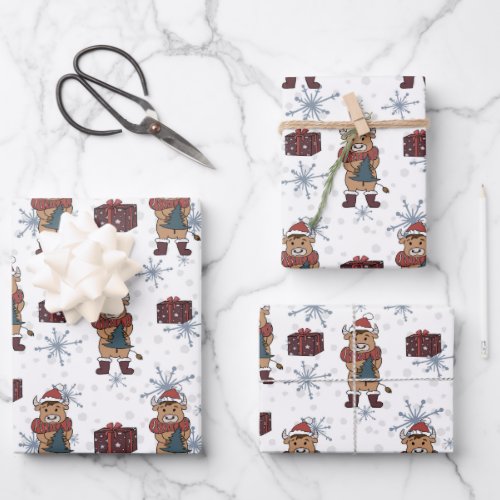 Christmas cute scandi pattern wrapping paper sheets