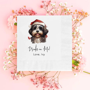 Christmas Cute Shih Tzu Dog Drinks On Me Napkins