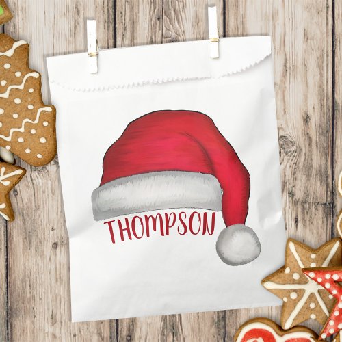 Christmas Cute Simple Minimalist Red Santa Hat Favor Bag