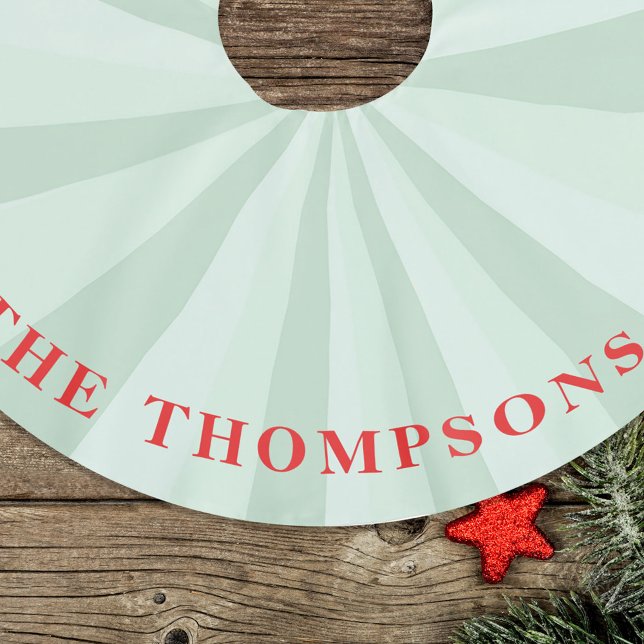 Christmas Cute Simple Red Green Striped Family  Brushed Polyester Tree Skirt (Simple green striped Christmas tree skirt with whimsical stripes. )