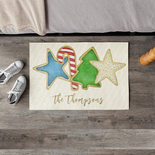 Christmas Cute Simple Whimsical Cookie Baking Outdoor Rug