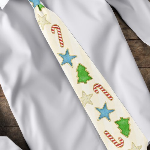 Christmas Cute Simple Whimsical Cookie Cutouts Neck Tie