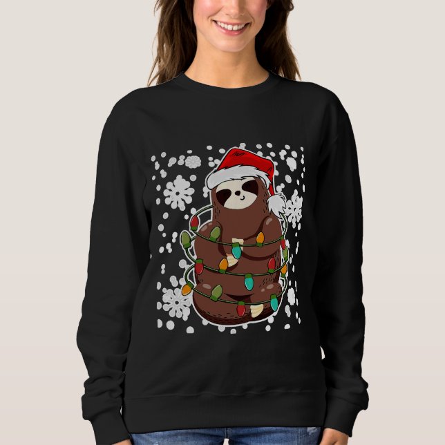 Christmas Cute Sloth With Lights Sweatshirt (Front)