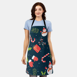 Christmas Cute Snowman Holiday Pattern Apron