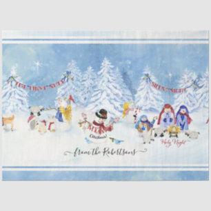 Christmas Cute Snowman Nativity Watercolor Family Tissue Paper