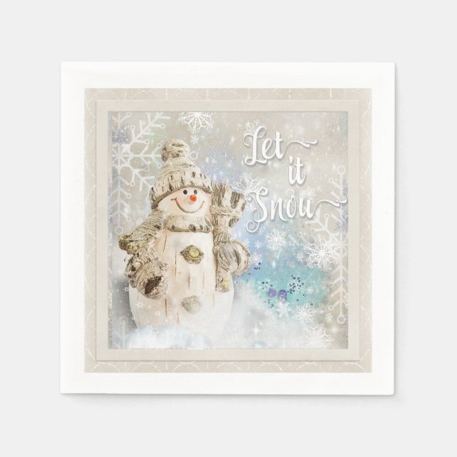 Christmas Cute Snowman with Snowflakes Napkins (Front)