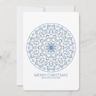 Christmas Cute Snowmen Hand Drawn Mandala Holiday Card