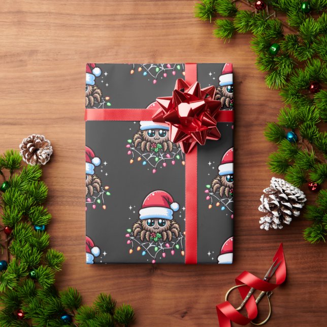 Christmas Cute Spider In Santa Hat Wrapping Paper (Holiday Gift)