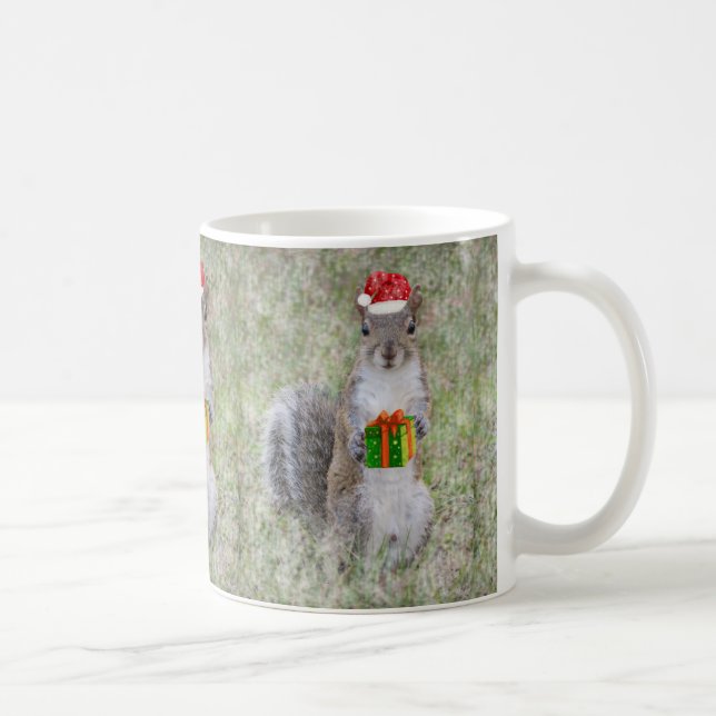 Christmas cute squirrel with the gift coffee mug (Right)