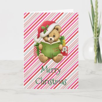 Christmas Cute Teddy Bear Holiday Card by MagnoliaVintage at Zazzle
