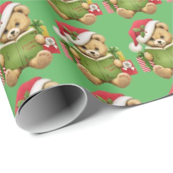 Christmas Cute Teddy Bear Wrapping Paper by MagnoliaVintage at Zazzle