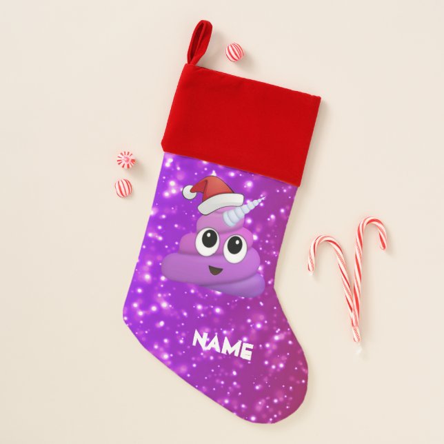 Christmas Cute Unicorn Poop Emoji Christmas Stocking (Front)