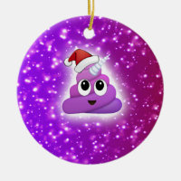 Christmas Cute Unicorn Poop Emoji Glow Ceramic Ornament