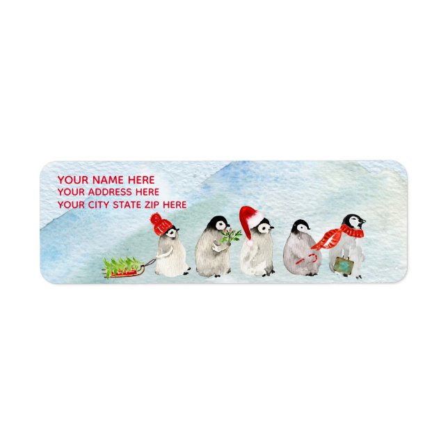 Christmas - Cute WC Penguins Label (Front)