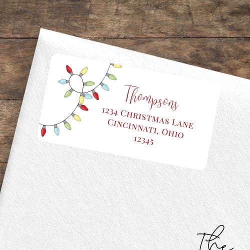 Christmas Cute Whimsical Colorful String Lights Label