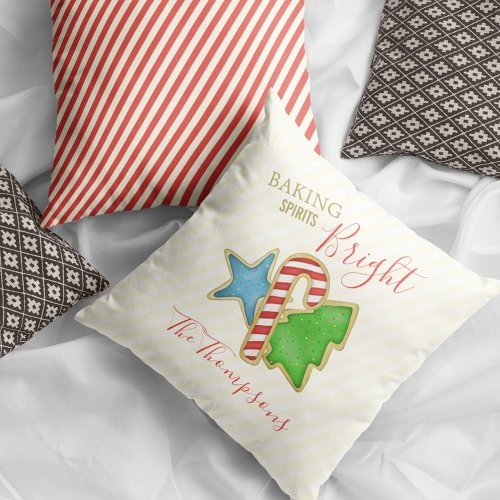 Christmas Cute Whimsical Holiday Cookie Cutouts Throw Pillow