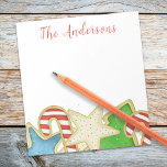 Christmas Cute Whimsical Holiday Cookies Fun  Notepad<br><div class="desc">This design features Christmas holiday cookies simple cute,  whimsical holiday baking baker family,  trendy-chic stylish cookies,  frosted frosting sprinkles food,  holiday baking grocery list,  holiday baking to-do list,  holiday Christmas cookie recipe,  minimalist graphic illustration,  watercolor cutout cookie-cutter,  artwork by laura lacina</div>