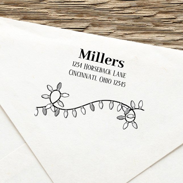 Christmas Cute Whimsical Holiday String Lights Self-inking Stamp (Cute simple whimsical self inking stamp return address. )