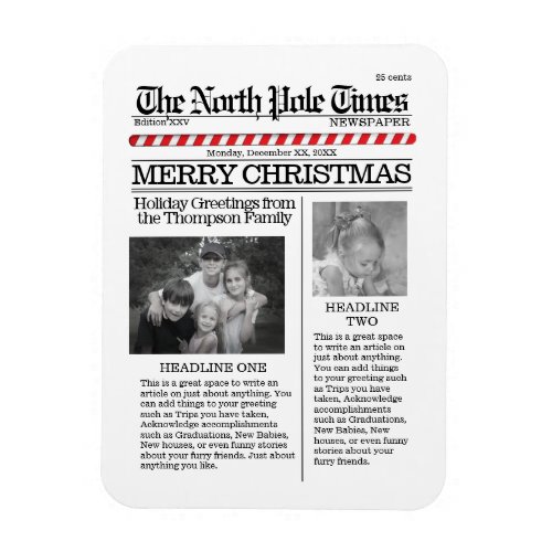Christmas Cute Whimsical North Pole Newspaper Magnet