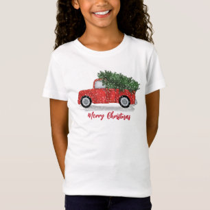 Christmas Cute Whimsical Rustic Red Truck Holiday T-Shirt