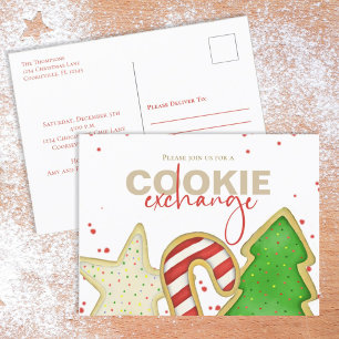 Christmas Cute Whimsical Sweet Cookie Exchange Inv Postcard