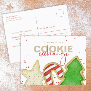 Christmas Cute Whimsical Sweet Cookie Exchange Inv Postcard