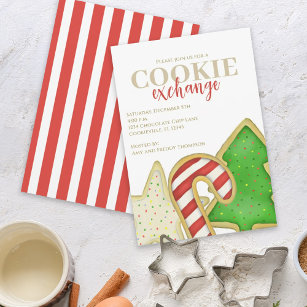 Christmas Cute Whimsical Sweet Cookie Exchange  Invitation