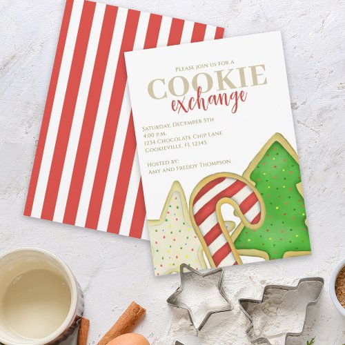 Christmas Cute Whimsical Sweet Cookie Exchange  Invitation