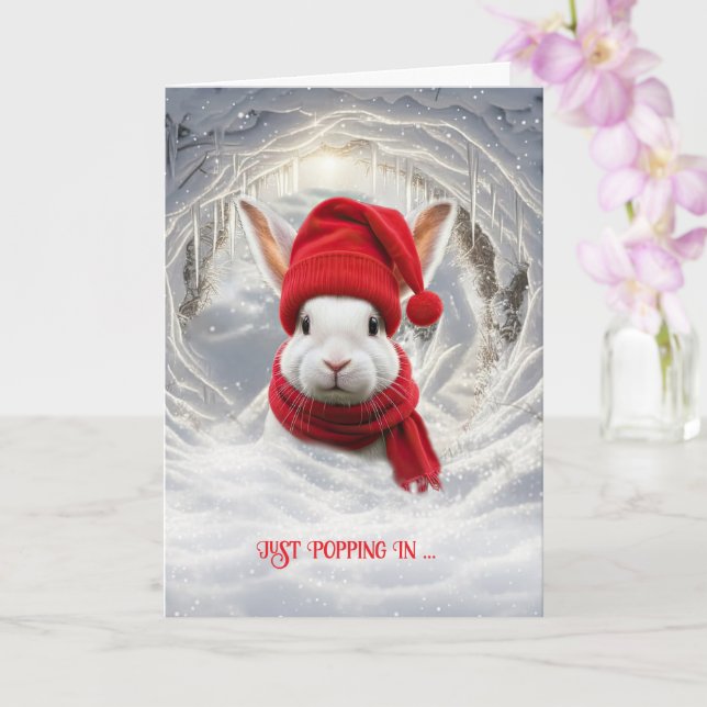 Christmas Cute White Bunny Rabbit Card (Orchid)