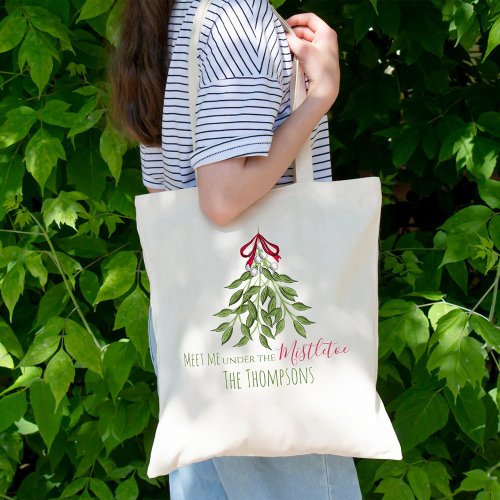 Christmas Cute Winter Greenery Mistletoe Simple Tote Bag