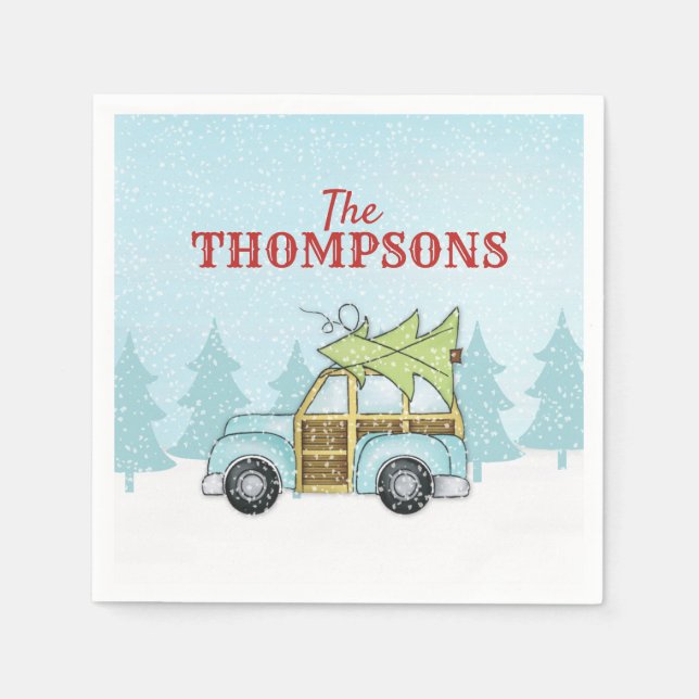 Christmas Cute Winter Holiday Whimsical Woodland Napkins (Front)