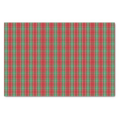 Christmas Cute Winter Red Green Plaid Pattern  Tissue Paper