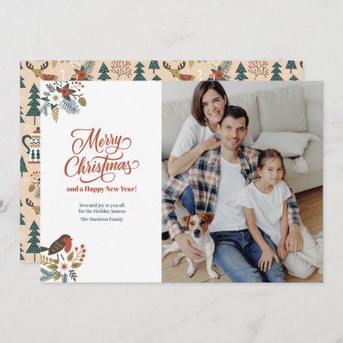 Christmas Cute Woodland Animals Taupe Holiday Card