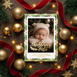 Christmas Cutie Baby Photo Plaid Holiday