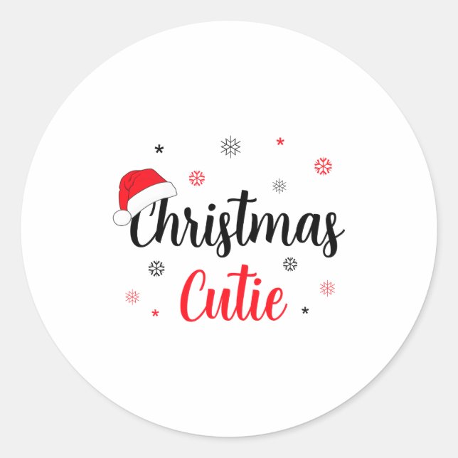 Christmas Cutie Santa Hat  Classic Round Sticker (Front)